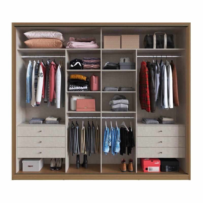 EMAROSA / CD 2枚セット Guarda Roupa Casal com Espelho 260x229cm 2 Portas 6 Gavetas Malta